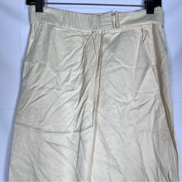 Vince Belted Cross-Over Culotte‎ Pants Wide Leg Satin Workwear Casual XS Cream - Picture 4 of 9